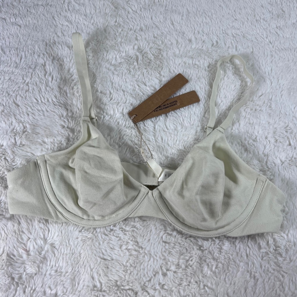 Skims Cotton Jersey T-Shirt Bra Bone Underwire Unlined BR-UWR-0637 34A NEW